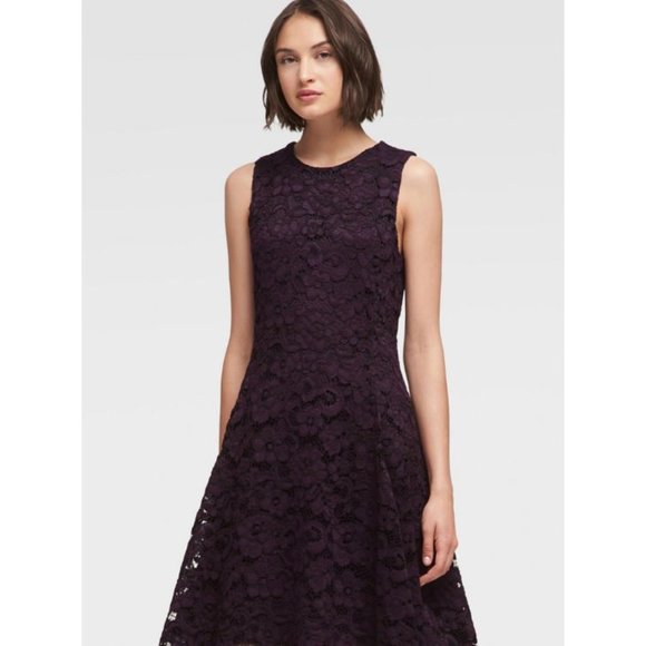 DKNY Purple Lace Fit & Flare Dress sz 2 NEW NWT - Picture 3 of 10